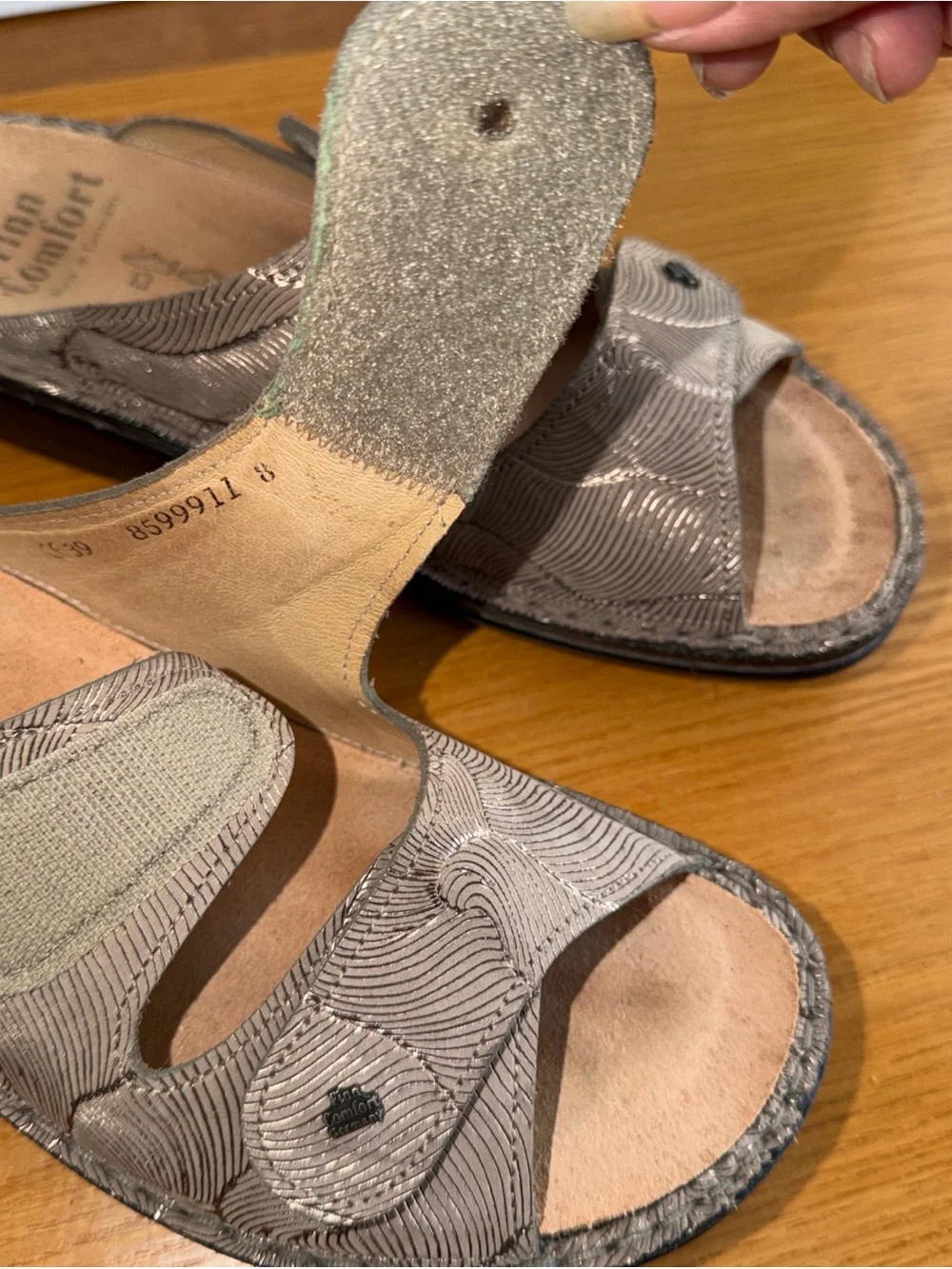 Finn Comfort Java Taupe Leather Comfort Sandals EU 39 US 8.5